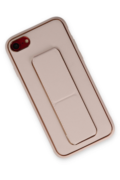 Newface iPhone 7 Kılıf Coco Deri Standlı Kapak - Pudra resmi