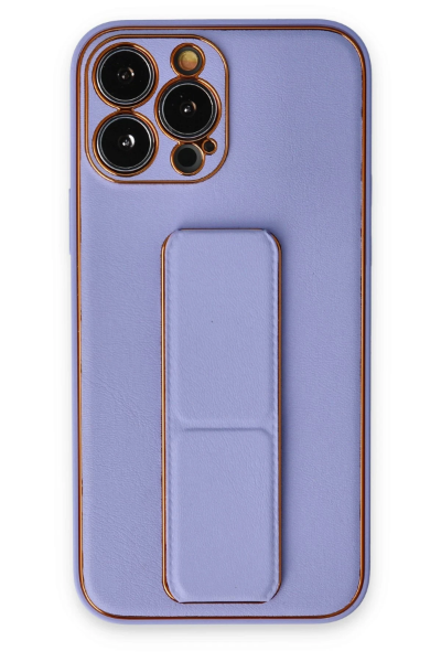 Newface iPhone 13 Pro Kılıf Coco Deri Standlı Kapak - Koyu Lila resmi