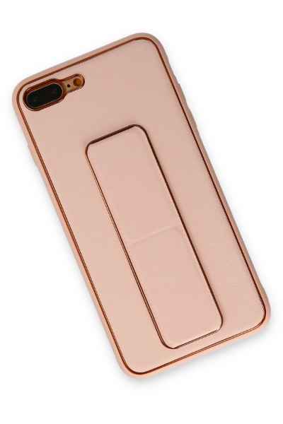 Newface iPhone 7 Plus Kılıf Coco Deri Standlı Kapak - Pudra resmi