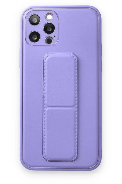 Newface iPhone 12 Pro Kılıf Coco Deri Standlı Kapak - Koyu Lila resmi