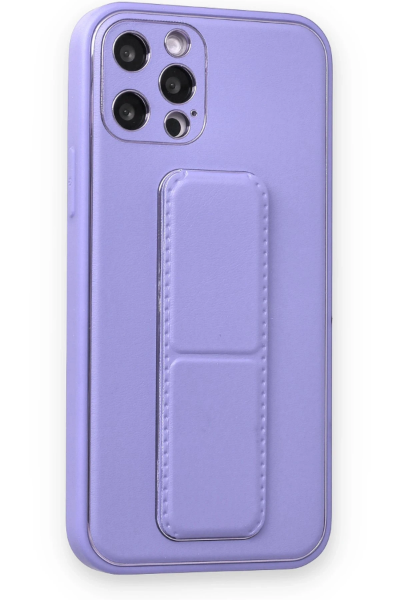 Newface iPhone 12 Pro Kılıf Coco Deri Standlı Kapak - Koyu Lila resmi
