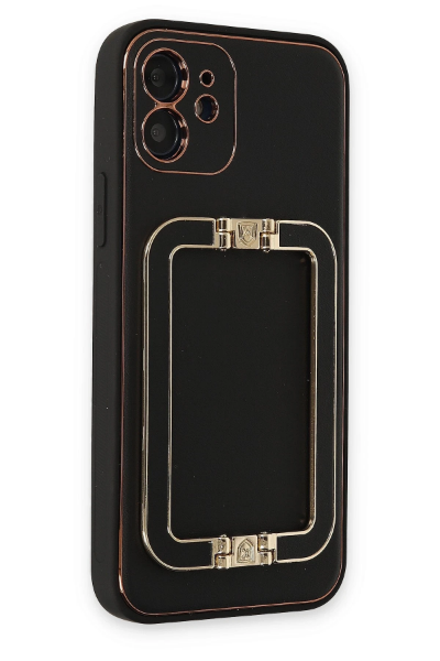 Newface iPhone 12 Kılıf Coco Elit Kapak - Siyah resmi