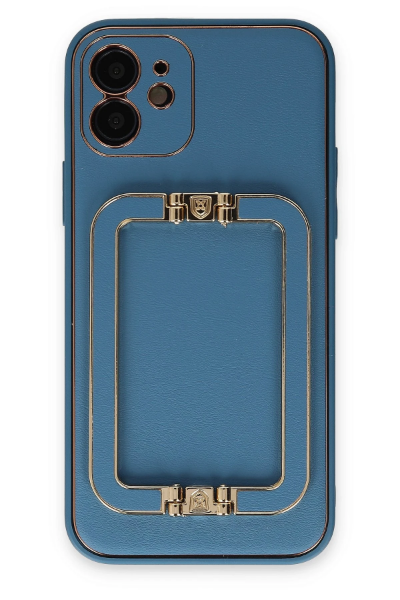 Newface iPhone 12 Kılıf Coco Elit Kapak - Mavi resmi