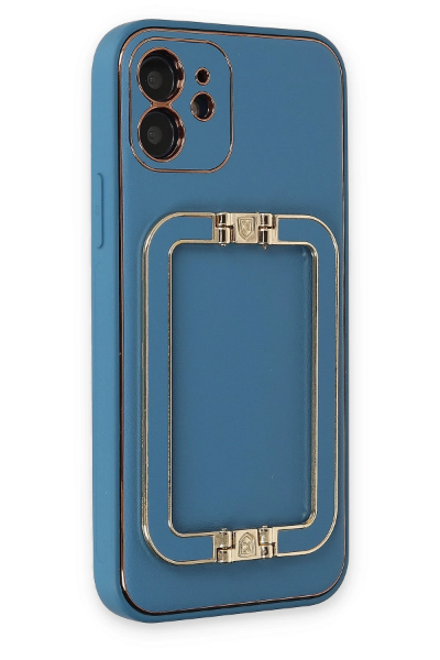Newface iPhone 12 Kılıf Coco Elit Kapak - Mavi resmi