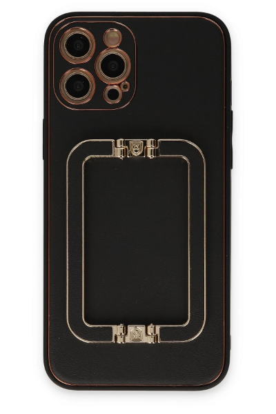 Newface iPhone 12 Pro Max Kılıf Coco Elit Kapak - Siyah resmi