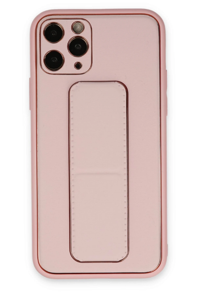 Newface iPhone 11 Pro Kılıf Coco Deri Standlı Kapak - Pembe resmi