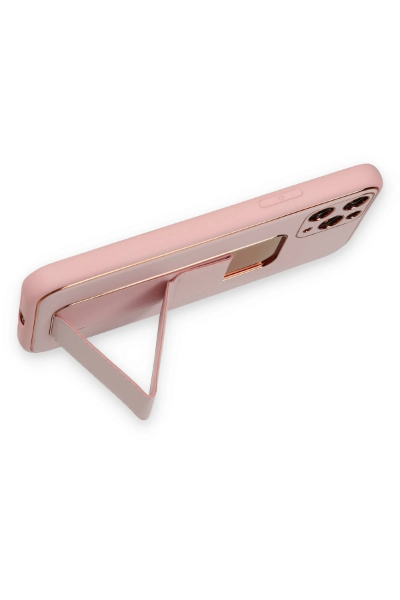 Newface iPhone 11 Pro Kılıf Coco Deri Standlı Kapak - Pembe resmi