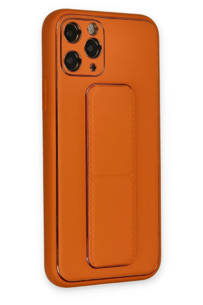 Newface iPhone 11 Pro Kılıf Coco Deri Standlı Kapak - Turuncu resmi