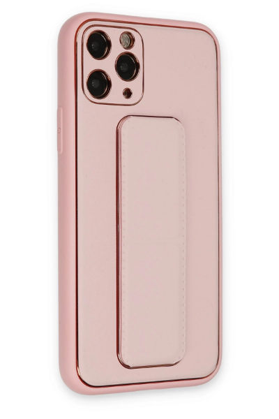 Newface iPhone 11 Pro Max Kılıf Coco Deri Standlı Kapak - Pembe resmi