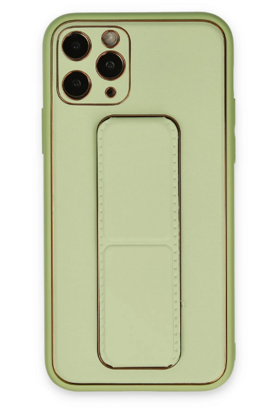 Newface iPhone 11 Pro Max Kılıf Coco Deri Standlı Kapak - Su Yeşili resmi