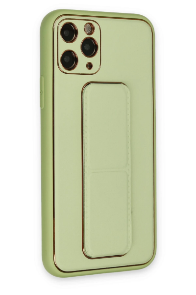 Newface iPhone 11 Pro Max Kılıf Coco Deri Standlı Kapak - Su Yeşili resmi