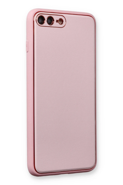 Newface iPhone 7 Plus Kılıf Coco Deri Silikon Kapak - Pudra resmi