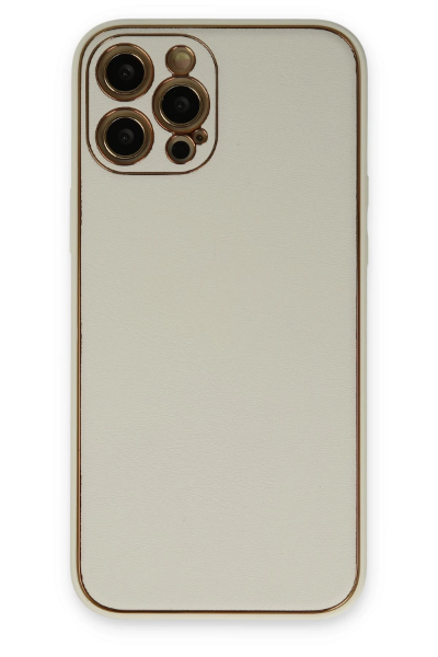 Newface iPhone 12 Pro Kılıf Coco Deri Silikon Kapak - Beyaz resmi