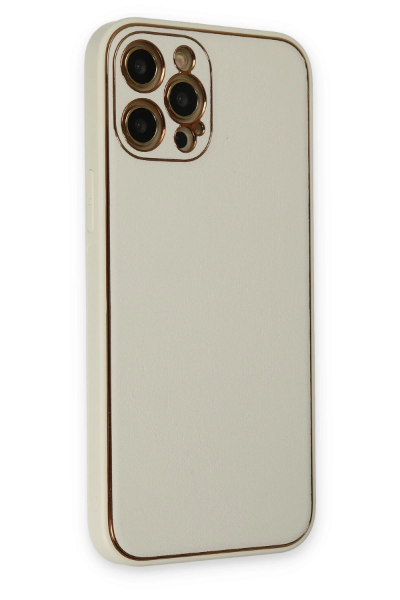 Newface iPhone 12 Pro Kılıf Coco Deri Silikon Kapak - Beyaz resmi