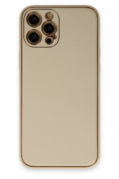 Newface iPhone 12 Pro Kılıf Coco Deri Silikon Kapak - Gold resmi