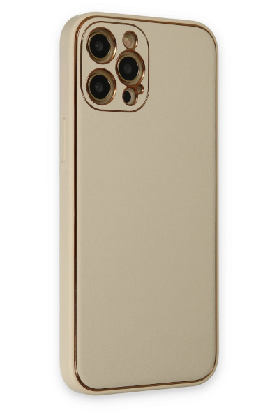 Newface iPhone 12 Pro Kılıf Coco Deri Silikon Kapak - Gold resmi