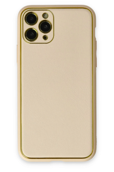 Newface iPhone 11 Pro Kılıf Coco Deri Silikon Kapak - Gold resmi