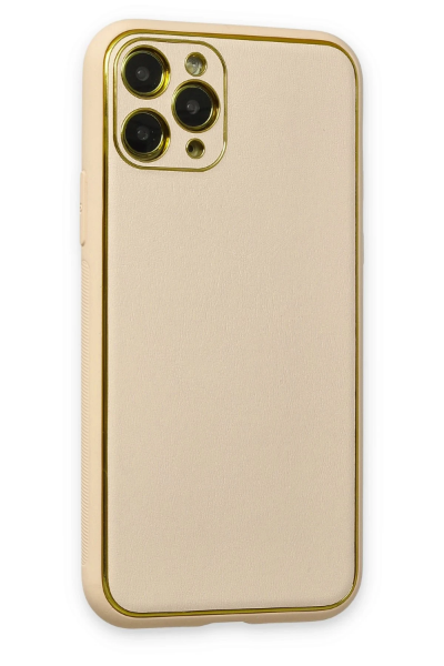 Newface iPhone 11 Pro Kılıf Coco Deri Silikon Kapak - Gold resmi