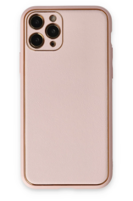 Newface iPhone 11 Pro Kılıf Coco Deri Silikon Kapak - Pudra resmi
