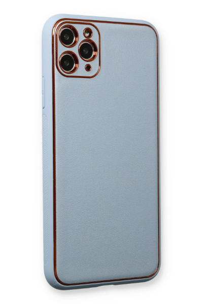 Newface iPhone 11 Pro Kılıf Coco Deri Silikon Kapak - Açık Mavi resmi