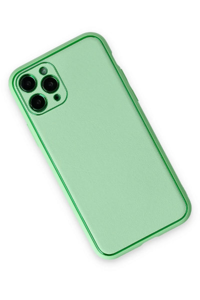 Newface iPhone 11 Pro Kılıf Coco Deri Silikon Kapak - Açık Yeşil resmi