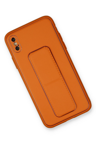Newface iPhone X Kılıf Coco Deri Standlı Kapak - Turuncu resmi