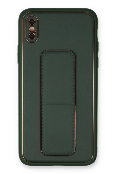 Newface iPhone XS Max Kılıf Coco Deri Standlı Kapak - Yeşil resmi