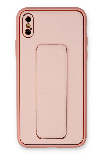 Newface iPhone XS Max Kılıf Coco Deri Standlı Kapak - Pembe resmi