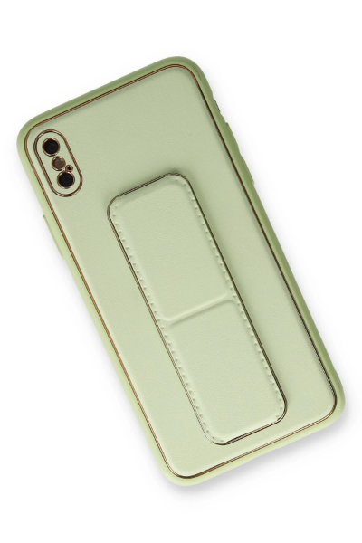 Newface iPhone XS Max Kılıf Coco Deri Standlı Kapak - Su Yeşili resmi