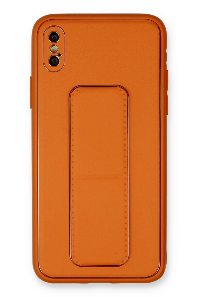 Newface iPhone XS Max Kılıf Coco Deri Standlı Kapak - Turuncu resmi