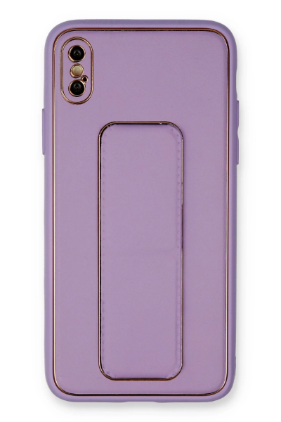 Newface iPhone XS Max Kılıf Coco Deri Standlı Kapak - Koyu Lila resmi