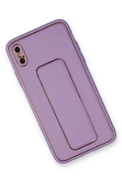 Newface iPhone XS Max Kılıf Coco Deri Standlı Kapak - Koyu Lila resmi