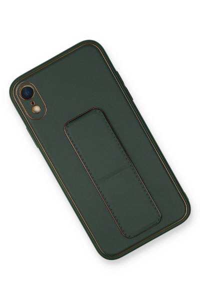 Newface iPhone XR Kılıf Coco Deri Standlı Kapak - Yeşil resmi