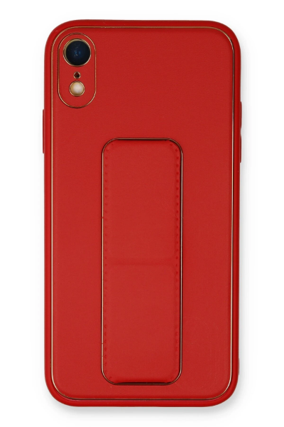 Newface iPhone XR Kılıf Coco Deri Standlı Kapak - Kırmızı resmi