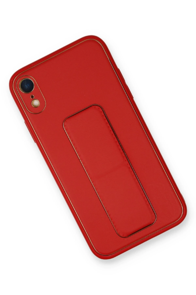 Newface iPhone XR Kılıf Coco Deri Standlı Kapak - Kırmızı resmi