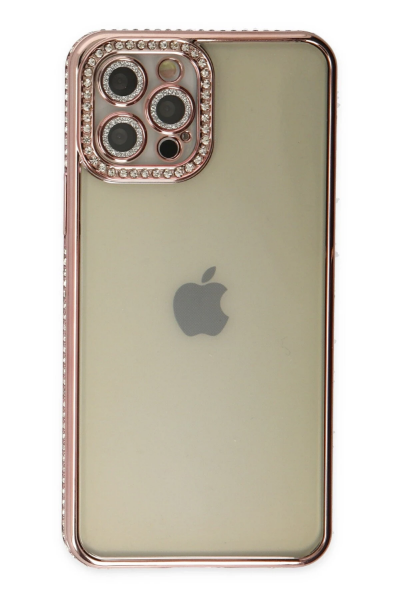 Newface iPhone 12 Pro Kılıf Joke Taşlı Silikon - Pembe resmi