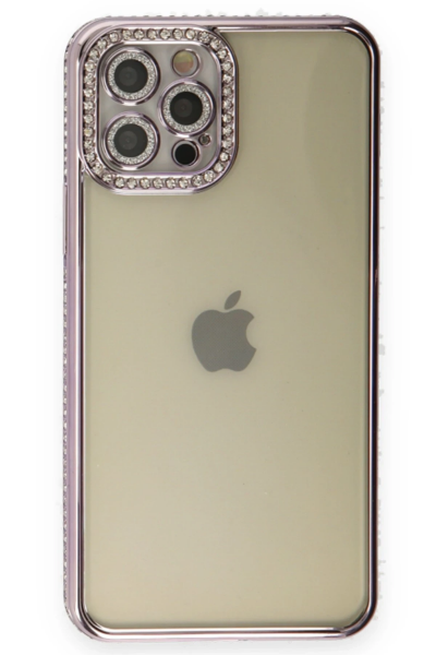 Newface iPhone 12 Pro Kılıf Joke Taşlı Silikon - Mor resmi