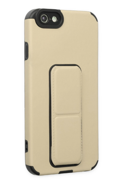 Newface iPhone 6 Kılıf Mega Standlı Silikon - Gold resmi