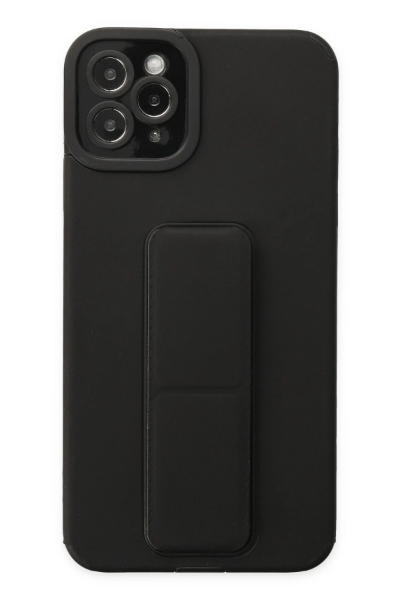Newface iPhone 11 Pro Max Kılıf Mega Standlı Silikon - Siyah resmi