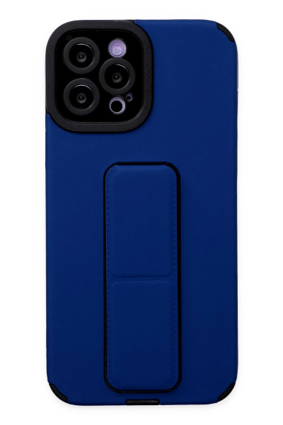 Newface iPhone 12 Pro Max Kılıf Mega Standlı Silikon - Mavi resmi