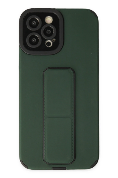 Newface iPhone 12 Pro Max Kılıf Mega Standlı Silikon - Yeşil resmi