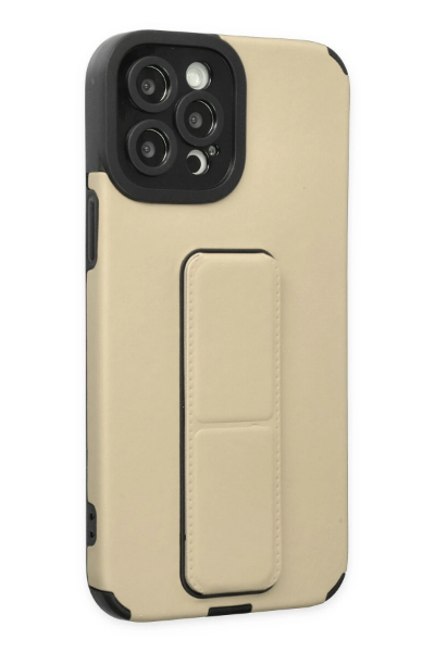 Newface iPhone 12 Pro Max Kılıf Mega Standlı Silikon - Gold resmi