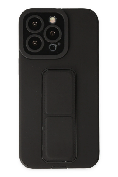 Newface iPhone 13 Pro Kılıf Mega Standlı Silikon - Siyah resmi