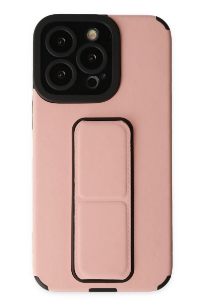 Newface iPhone 13 Pro Max Kılıf Mega Standlı Silikon - Pudra resmi