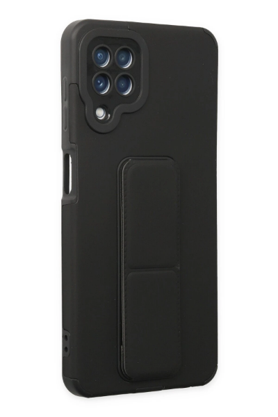 Newface Samsung Galaxy A22 Kılıf Mega Standlı Silikon - Siyah resmi