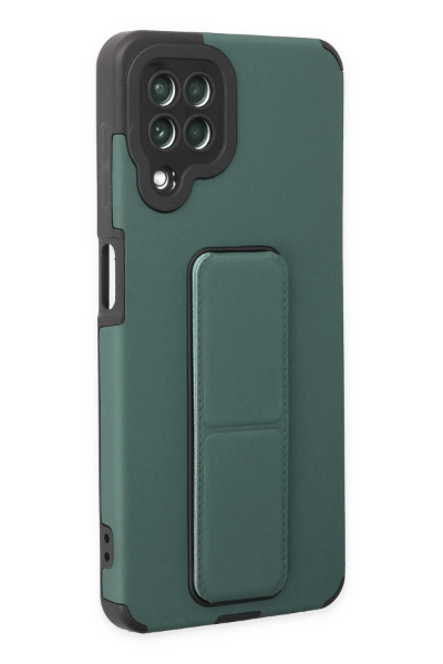 Newface Samsung Galaxy A22 Kılıf Mega Standlı Silikon - Yeşil resmi
