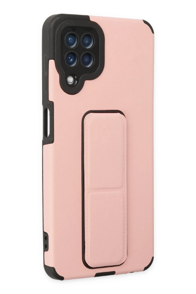 Newface Samsung Galaxy A22 Kılıf Mega Standlı Silikon - Pudra resmi