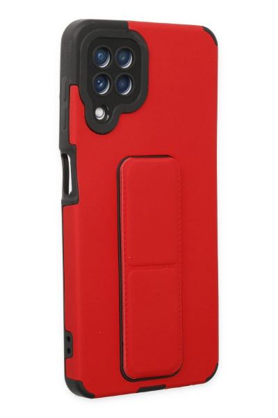 Newface Samsung Galaxy A22 Kılıf Mega Standlı Silikon - Kırmızı resmi