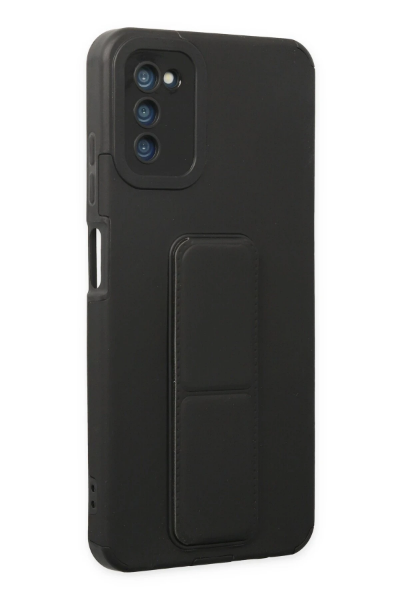 Newface Samsung Galaxy A03S Kılıf Mega Standlı Silikon - Siyah resmi