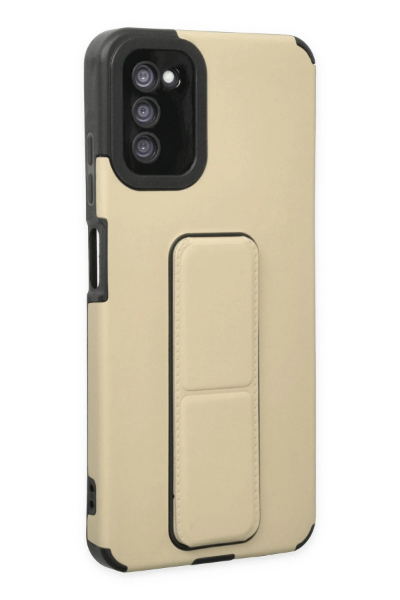 Newface Samsung Galaxy A03S Kılıf Mega Standlı Silikon - Gold resmi